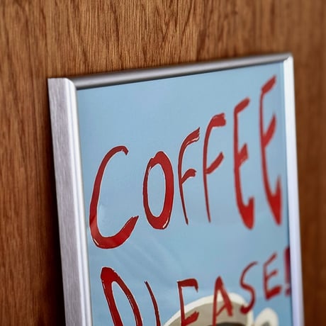 poster-03180　COFFEE PLEASE Silver Frame Cafe Poster 30×40cm