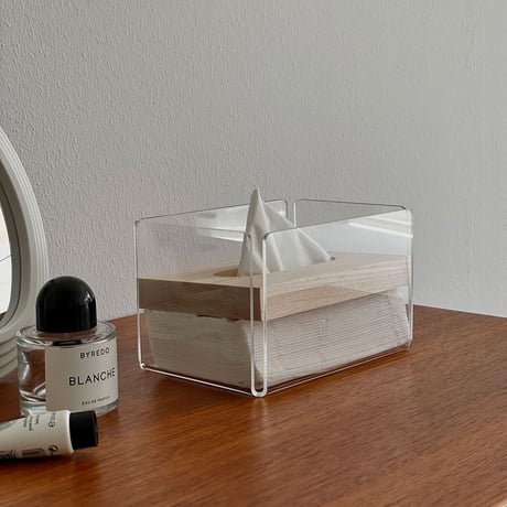 tissuebox-03051　Clear Case Wooden Tissue Case