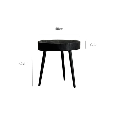 table-03222　Wood Slice Side Table Black