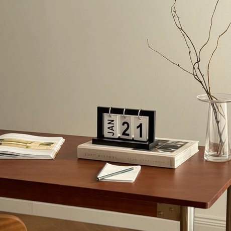 calendar-03027　Wood Frame Flip Tabletop Daily Perpetual Calendar