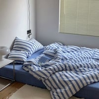 beddingsets-03018　White×Blue London Stripe Bedding Sets