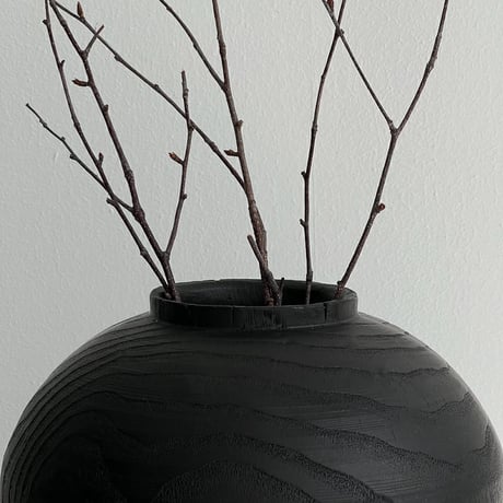 flowervase-03309　Wood Texture Black Flower Vase