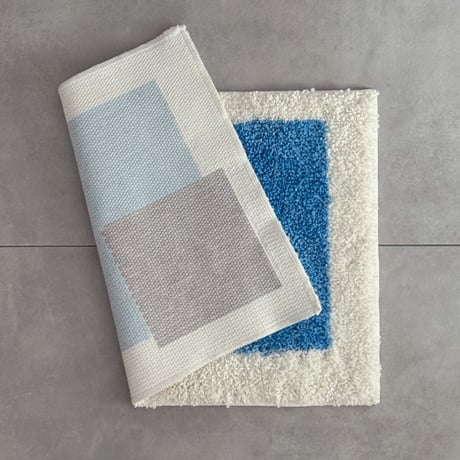 mat-03100　Blue×Brown Squareart Rug 40cm×60cm