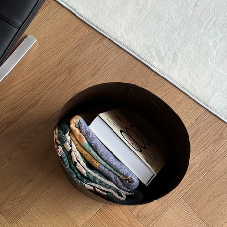 table-03140　Natural Wood SHAKER BOX Side Table Black