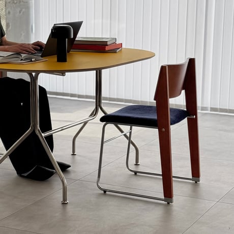 chair-03107　Natural Wood × Stainless Steel Stacking Chair