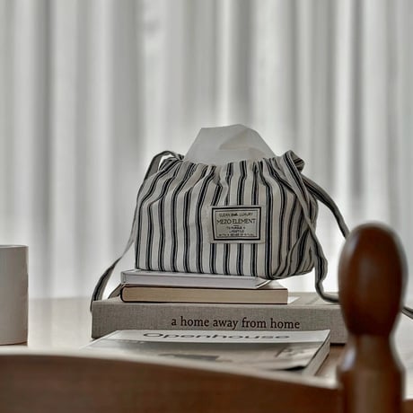 tissuebox-03059　Stripe Drawstring Bag Tissue Case