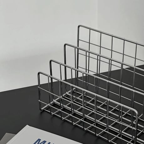 magazinerack-03021　Silver Steel Book Stand Magazine Rack