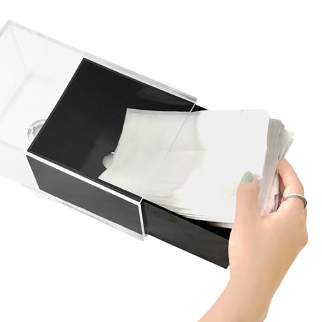 tissuebox-03050　Clear Cover Silver Ball Tissue Case