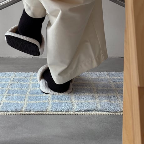 mat-03112　Light blue×White Tile Pattern Rug 40x60