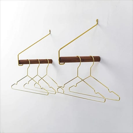 wallrack-03021　BrassxWood Hanger Rack Storage Wall-Mounted