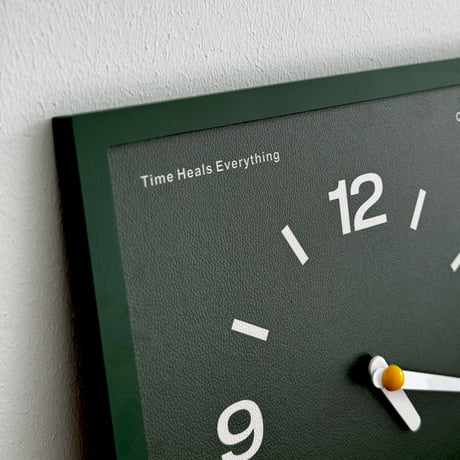 clock-03113　Brown / Green Color Panel Square Wall Clock Silent