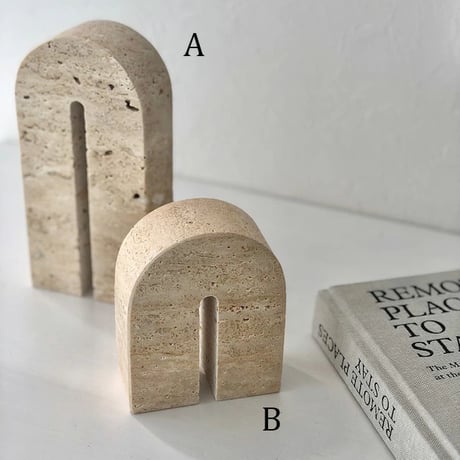 bookend-03012　Natural Marble Travertine Arch Bookends Sold Individually