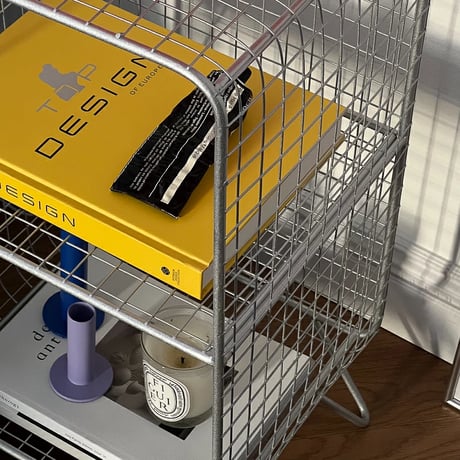 rack-03038　Silver Steel Mesh 2 Tier Rack with Stand