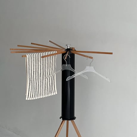 laundry-03010　Wood×Black Folding Stand Hanger Rack
