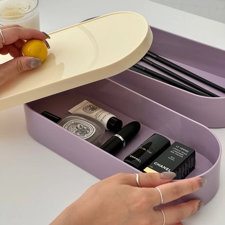box-03058　Purple And Cream Bicolor  Storage Box