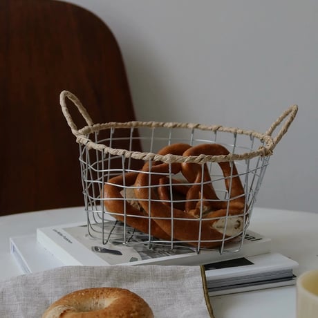 basket-03078　Round Wire Basket With Handle