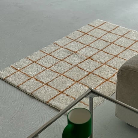 rug-03080　Orange Graph Check Rug 80×120