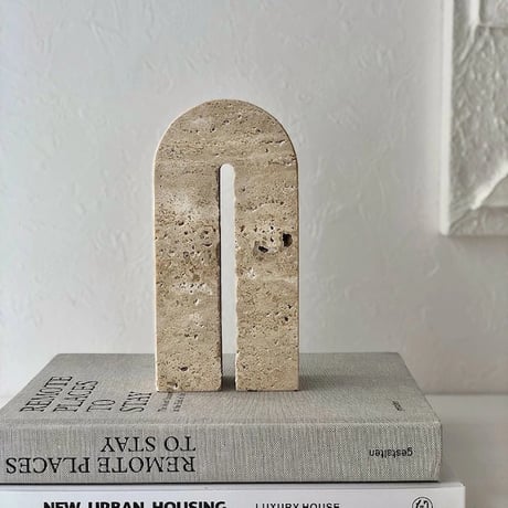 bookend-03012　Natural Marble Travertine Arch Bookends Sold Individually