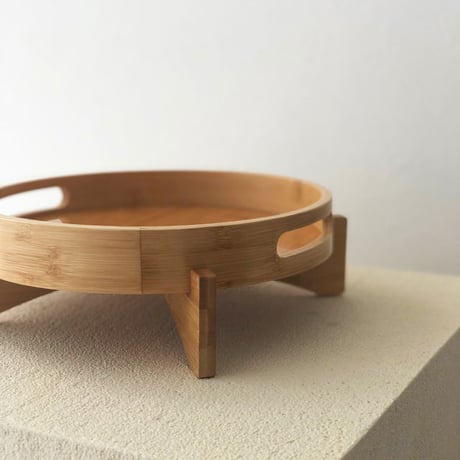 tray-03108　Stand Bamboo Round Tray