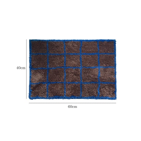mat-03111　Blue×Brown Window Pen Check Rug 40x60
