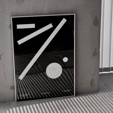 poster-03171　BAUHAUS Geometric Figure Monotone Silver Frame Art Poster 70×50