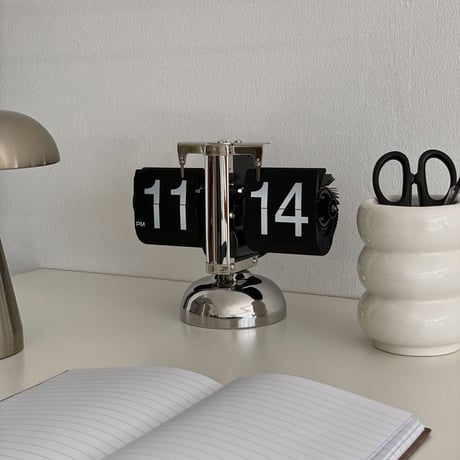 clock-03042　Stainless Steel Flip Table Clock