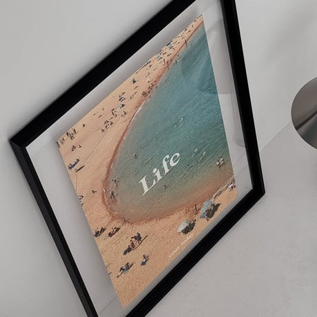 poster-03182　Beach Life on Black Frame Art Poster 50×40cm