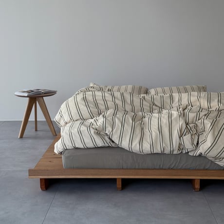 beddingsets-03092　Ivory×Khaki  Gray Sheet Double Stripe Bedding Sets