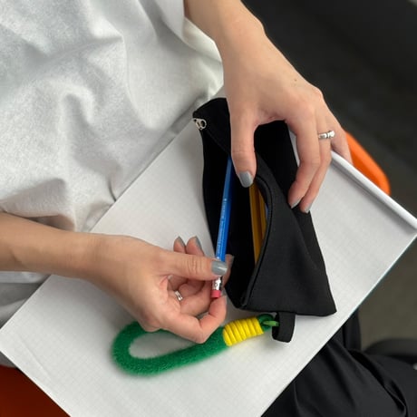 stationery-03049　Canvas Pencil Pouch with Fluffy Strap