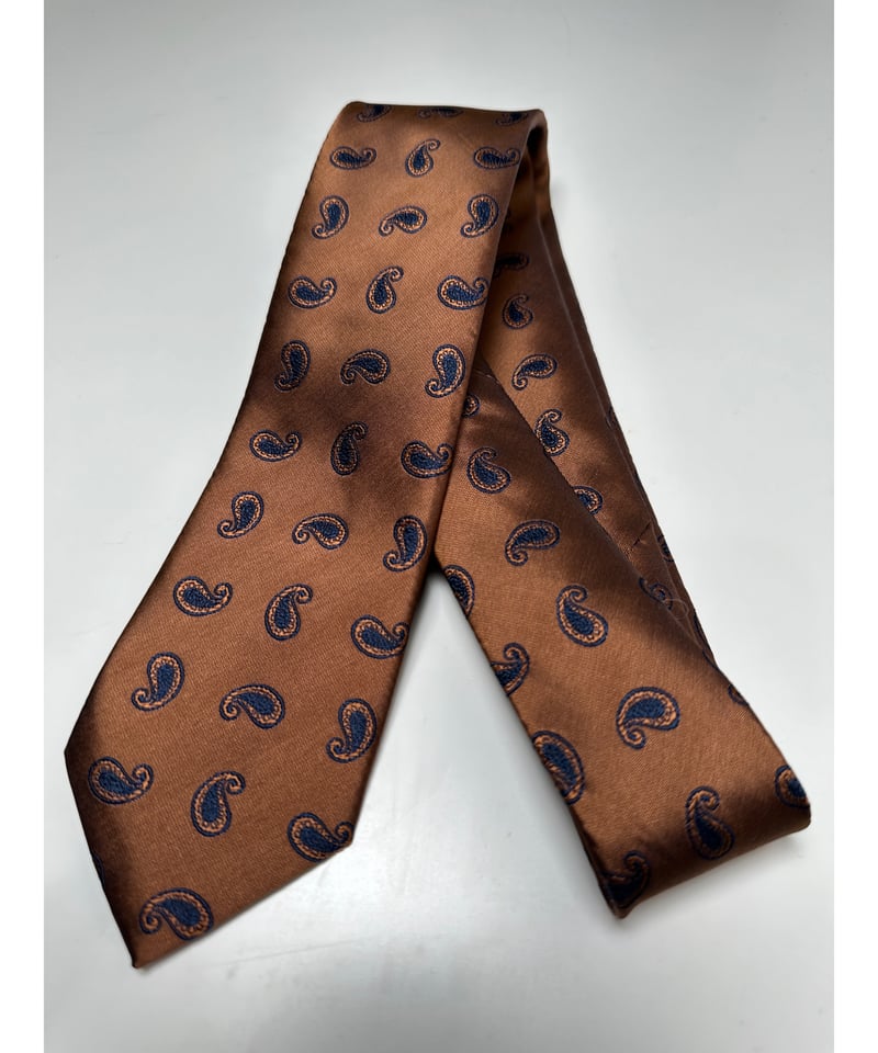 ETRO ネクタイ ペイズリー柄 オレンジ 光沢 総柄 ETRO エトロ ネクタイ ハイブランド 紳士 服飾小物 総柄