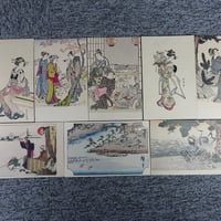 戦前絵葉書8枚まとめて浮世絵美女 女性 美人画 版画/東京審美院印刷/BL5-A11