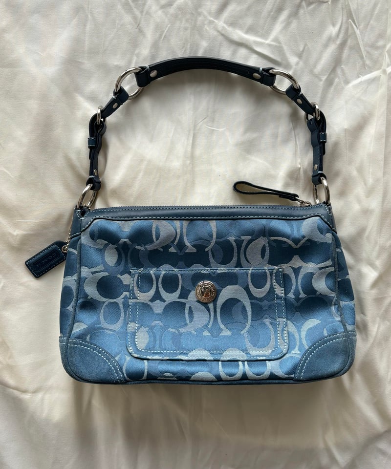 Coach blue signature logo hand bag | Letty's vi