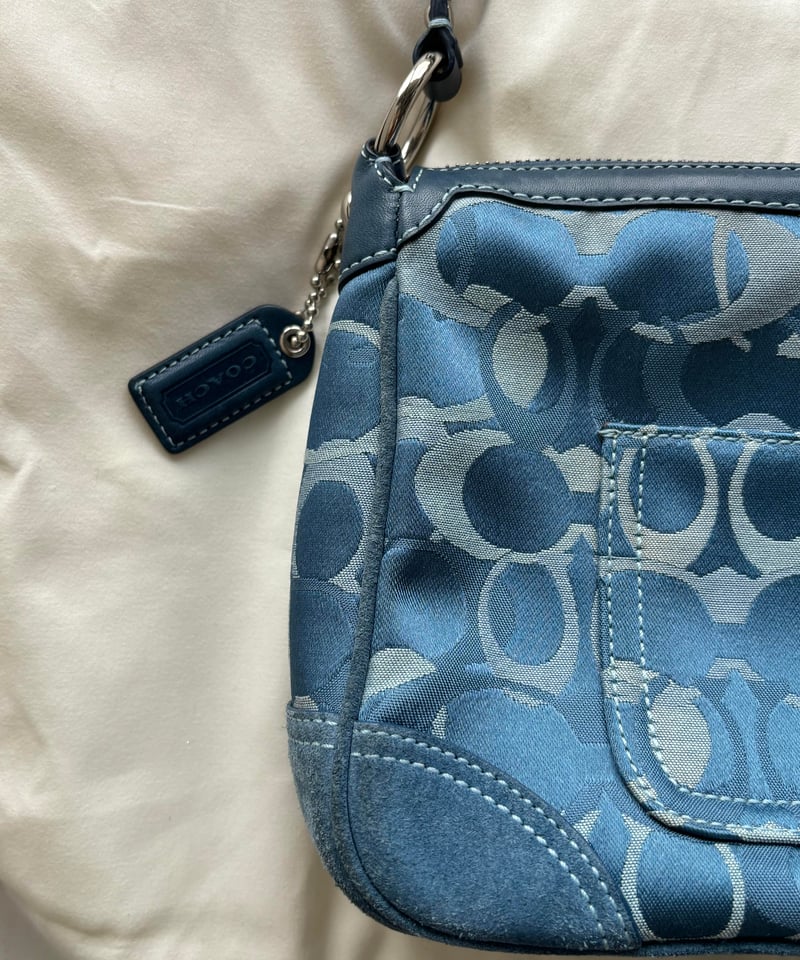 Coach blue signature logo hand bag | Letty's vi