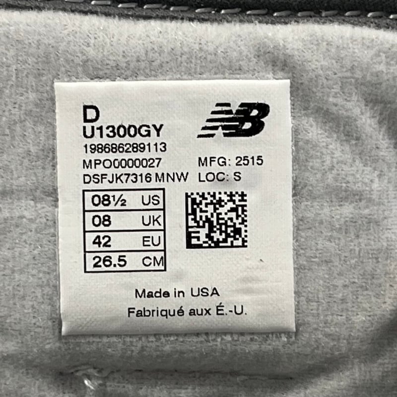 流通限定モデル】【MADE IN USA】NEW BALANCE U1300 GY【アメリカ