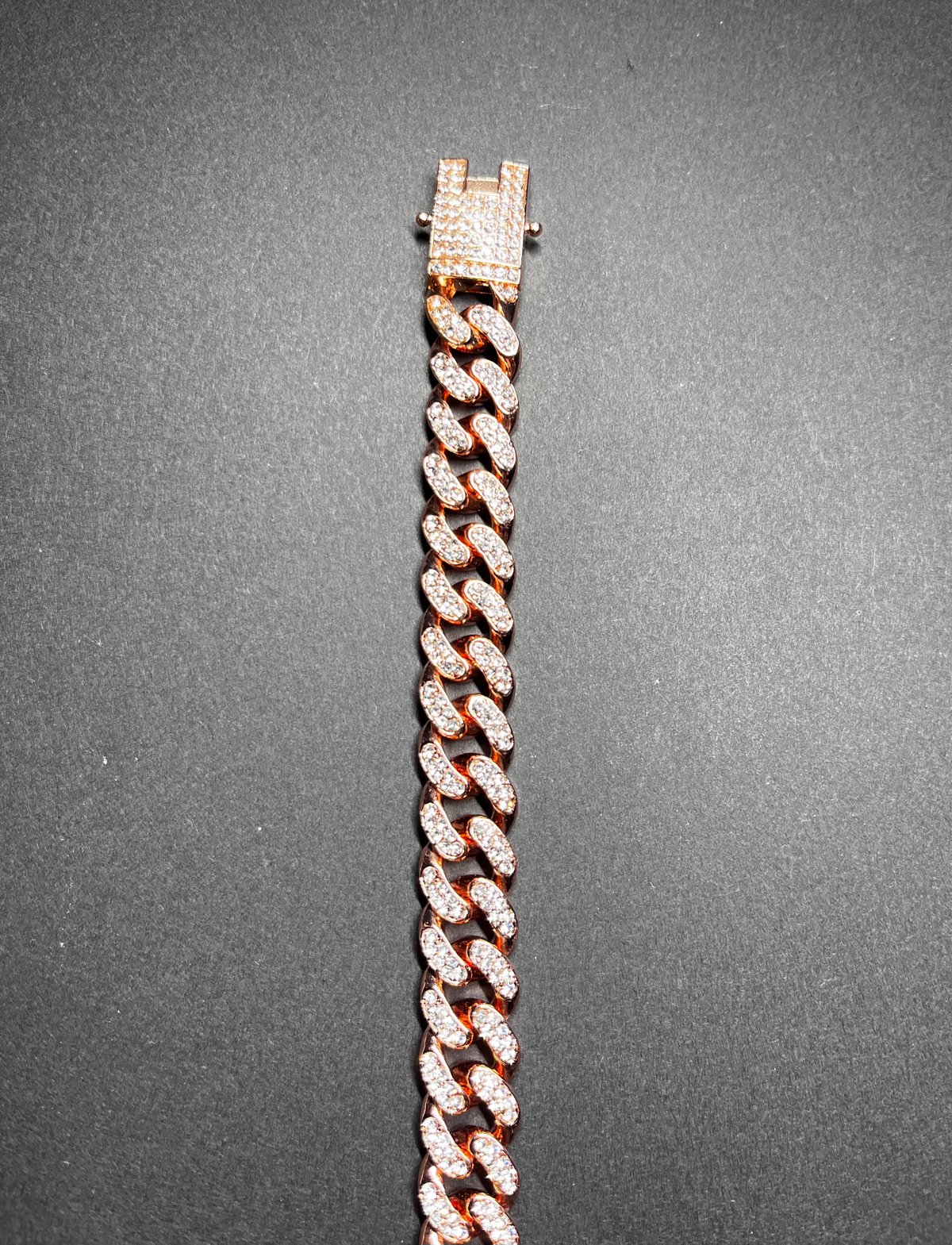 プライベートアイズオリジナル　 3-Row ストレートブレスレット アイスドアウトチェーンブレスレット copper色 22cm | GUELI
