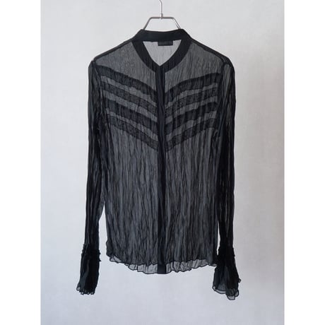 sheer frill lace chiffon blouse