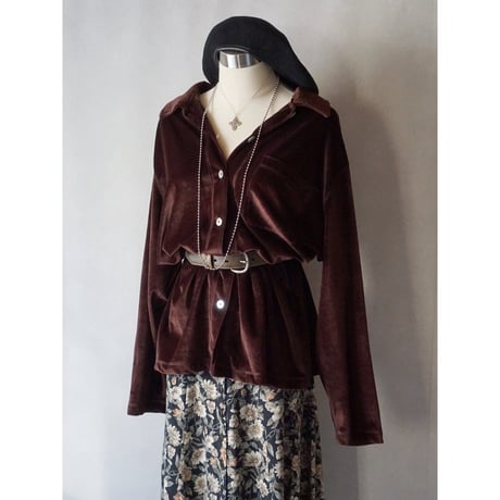 90's rib velour long shirt