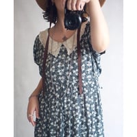 【低身長OK】made in INDIA / 90's lace collar floral rayon dress
