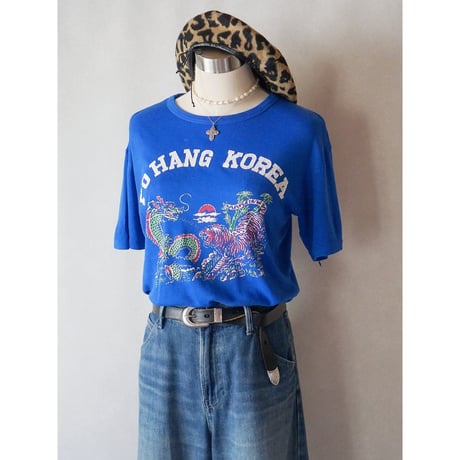 【boro tee】80's "PO HANG KOREA" dragon tiger souvenir tee
