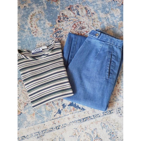90's border rib long sleeve tops