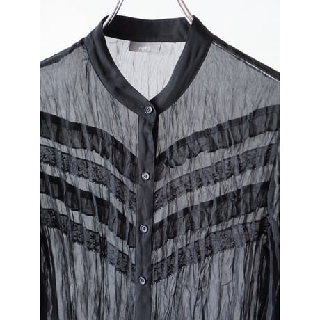 sheer frill lace chiffon blouse