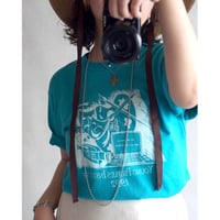 made in USA / 90's "FRUIT OF THE LOOM" two face print tee