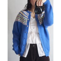 90's fair Isle pattern knit cardigan