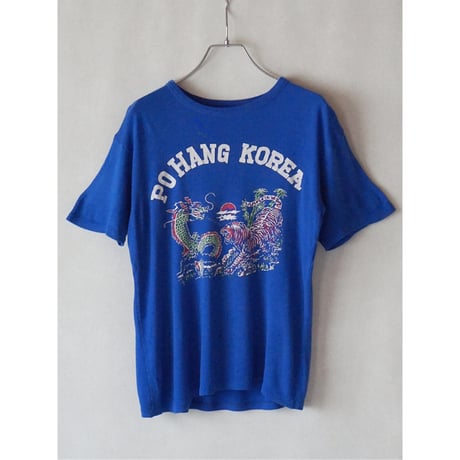 【boro tee】80's "PO HANG KOREA" dragon tiger souvenir tee