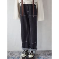 【低身長OK】patch pocket stitch black denim pants