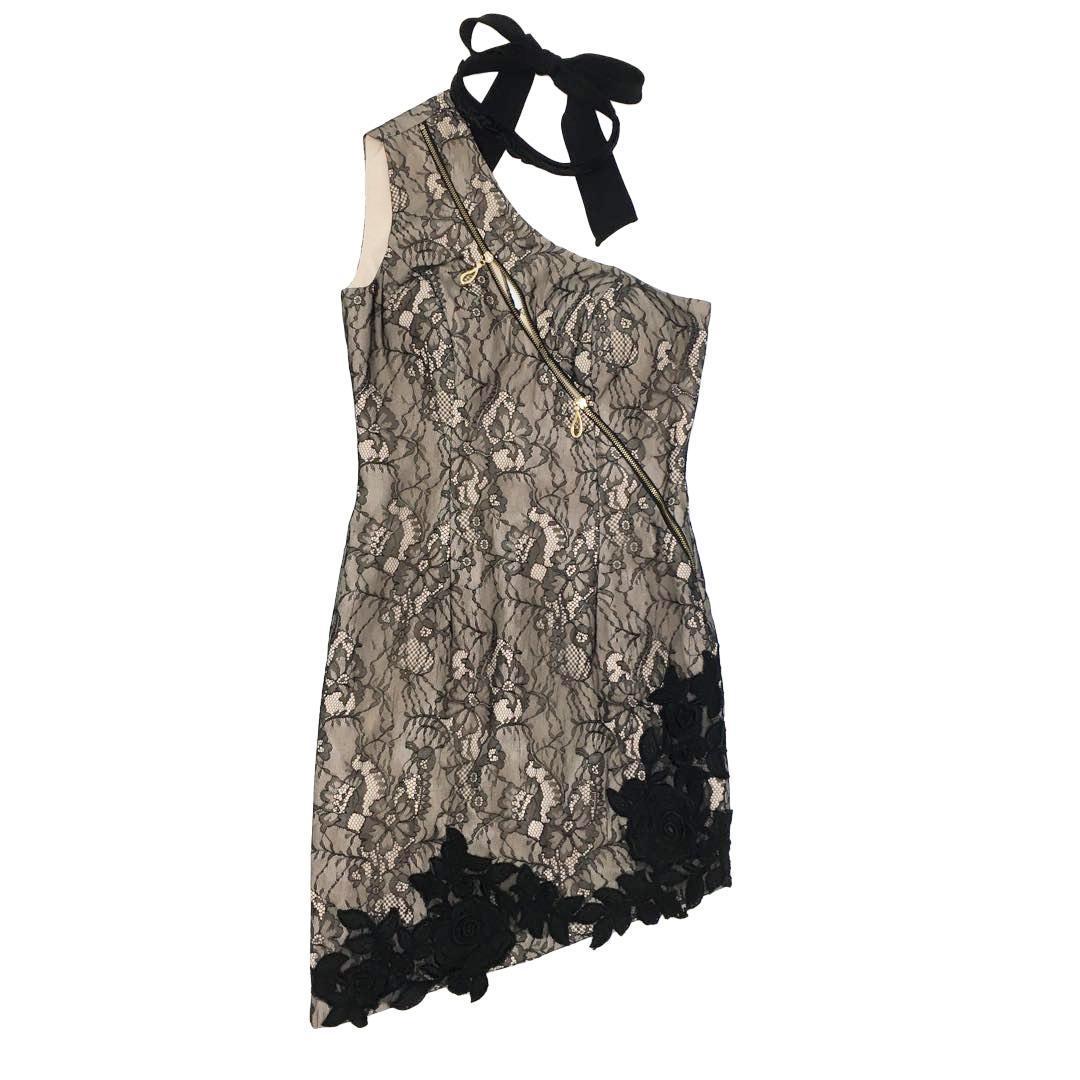 ROBE deFLEURS Glossy バストオープン ジッパードレスブラック（ROBE 