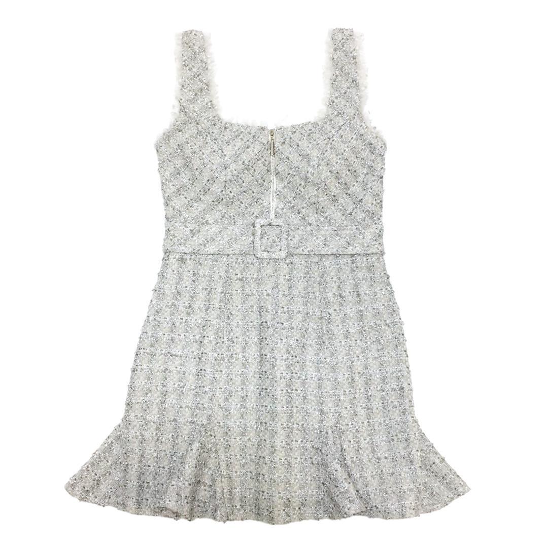 ローブドフルール ツイード×ドットチュールミニドレス XSサイズあり