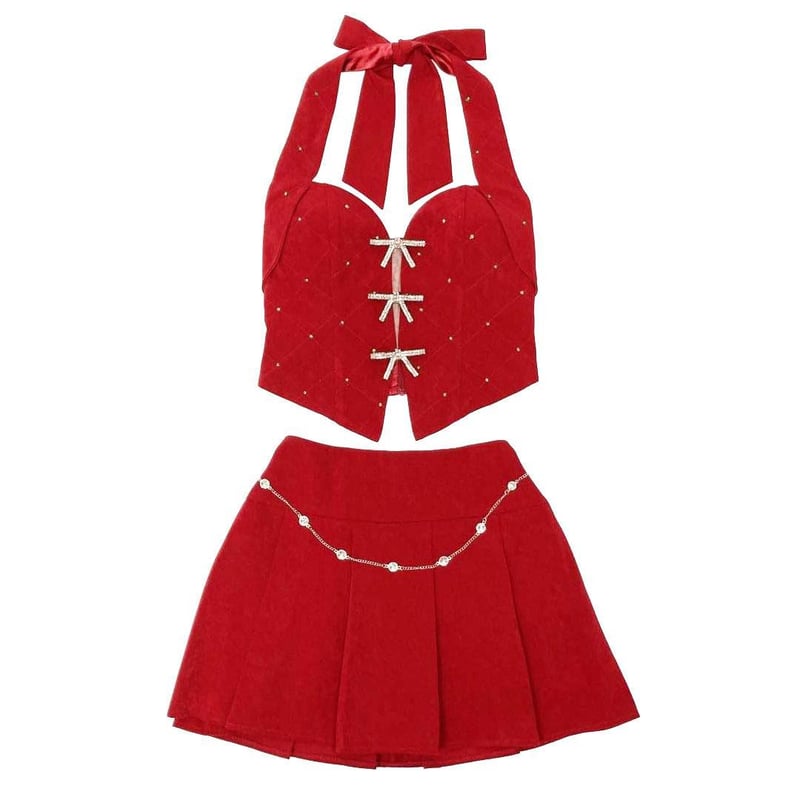 Anier ROBE. / アニエルローブ】リボン スエードフレアセットアップ 