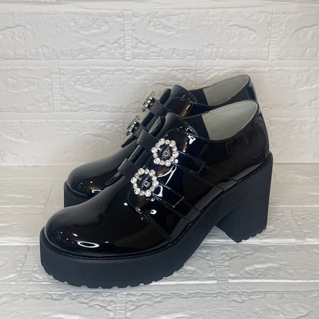 完売⭐︎DIANTE ブラック ローファー 厚底 ローファー 厚底 オックスフォード レースアップ 黒 エナメル