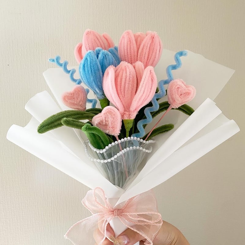 【あおい】枯れない花　モールフラワー　花束 Amazon.co.jp: モールフラワー 花束 韓国風ブーケ 枯れないお花